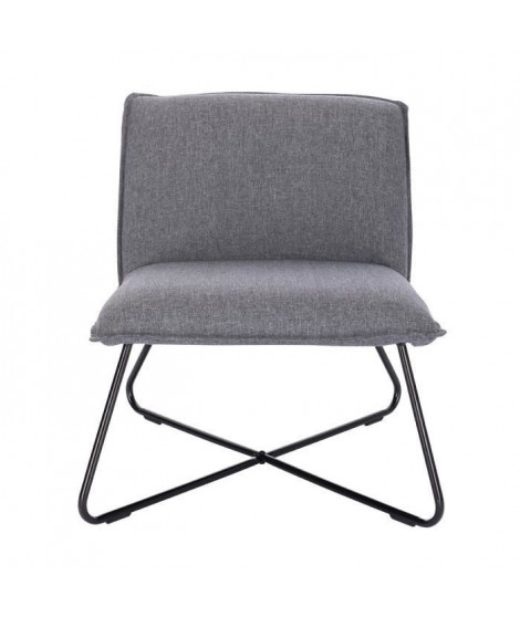 Fauteuil bas IVO - Tissu gris - Style contemporain - L 63 x P 75 x H 70 cm