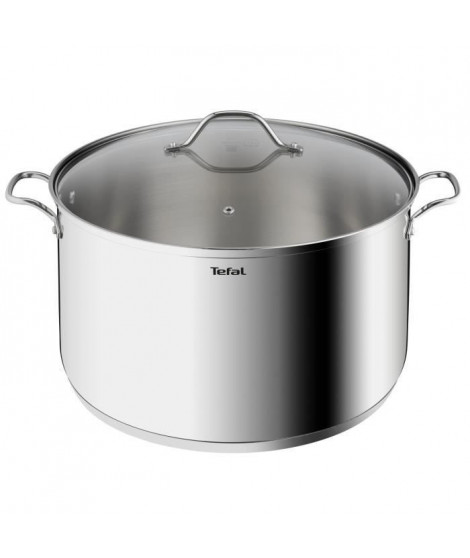 TEFAL B8646404 Marmite 28 cm inox, Tous feux dont induction, Garantie 5 ans, Poignées robustes, Couvercle verre, Intuition XL