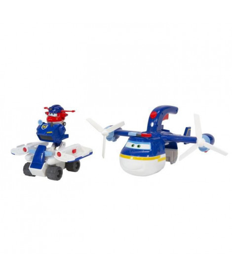 SUPER WINGS  AVION JOUET POLICE PATROLLER + 1 FIGURINE JETT POLICE  Avion Jouet Géant et Figurine Transform-a-Bots Jett Pol…