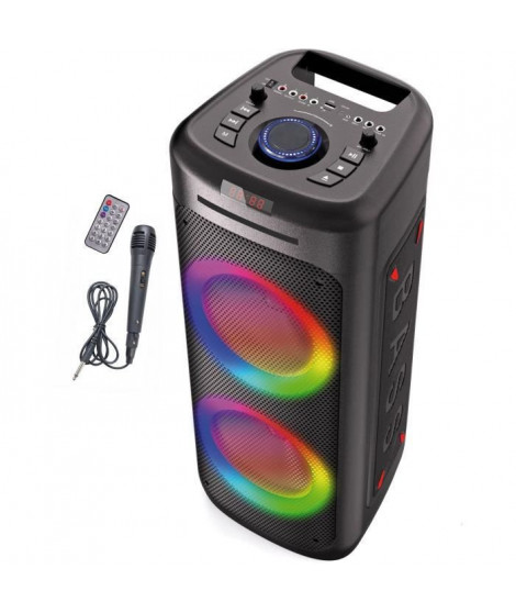 Enceinte lumineuse avec lecteur CD INOVALLEY MS06-CD-XXL - Bluetooth 5.0 - 1000W - Fonction karaoké