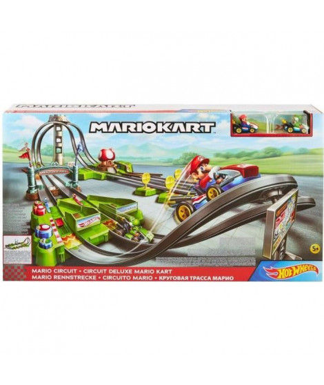 Hot Wheels - Circuit Deluxe Mario Kart - Circuit Petites Voitures - 5 ans et +