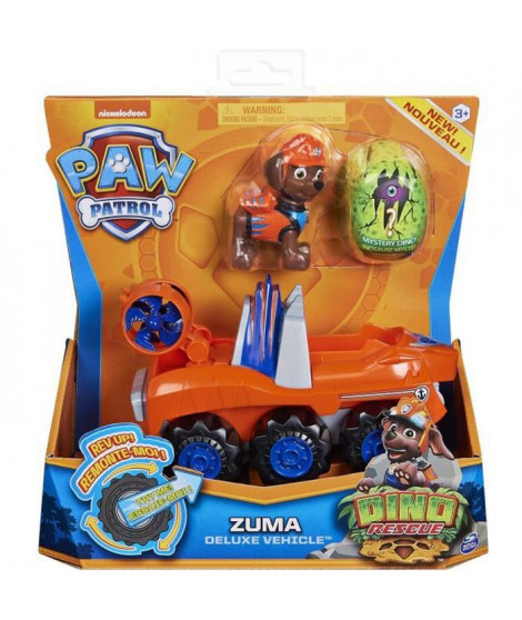 PAT PATROUILLE - VEHICULE + FIGURINE DELUXE ZUMA DINO RESCUE Paw Patrol - 6059524 - Voiture a remonter Jeu Jouet Enfant 3 ans