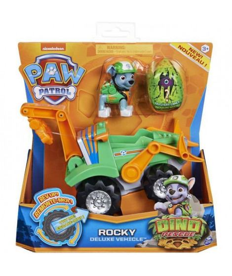 PAT PATROUILLE - VEHICULE + FIGURINE DELUXE ROCKY DINO RESCUE Paw Patrol - 6059525 - Voiture a remonter Jeu Jouet Enfant 3 ans