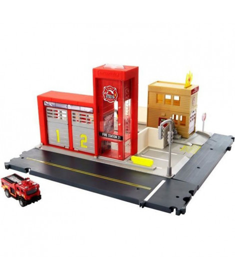 Matchbox - Caserne de Pompiers - Circuit / Petite Voiture - 3 ans et +