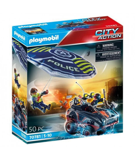 PLAYMOBIL - 70781 - Policier parachutiste et quad des bandits