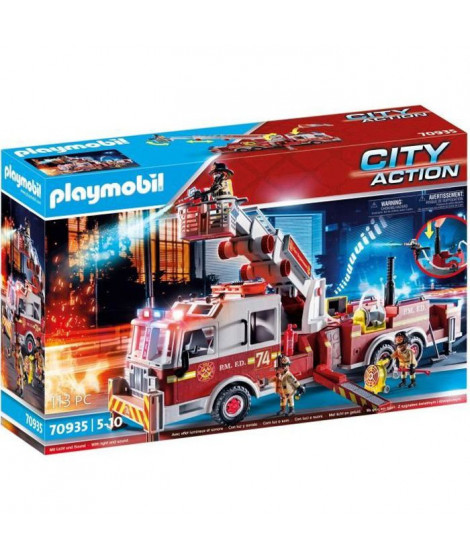 PLAYMOBIL - 70935 - City Action - Camion de pompiers avec échelle