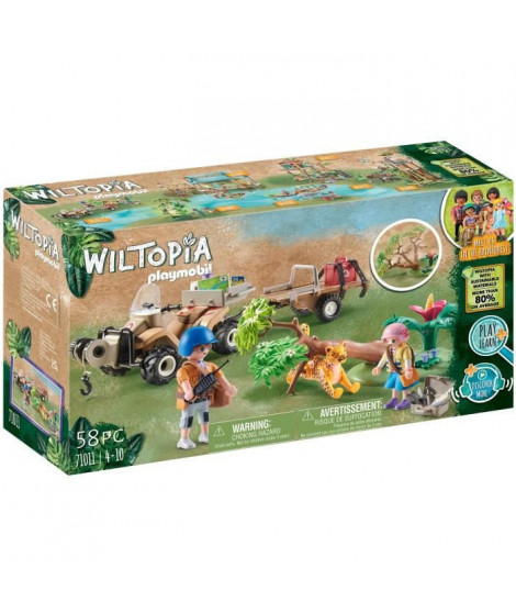 PLAYMOBIL - 71011 - Wiltopia - Quad de secours pour animaux - Plus de 80% de matériaux recyclés ou biosourcés