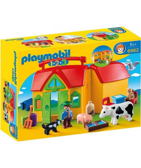 PLAYMOBIL - 6962 - PLAYMOBIL 1.2.3 - Ferme transportable avec animaux