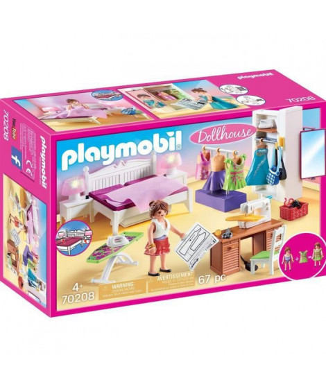 PLAYMOBIL - 70208 - Dollhouse La Maison Traditionnelle - Chambre avec espace couture