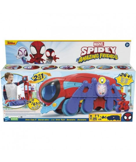 Spidey et ses Amis Extraordinaires, quartier général Arachno-mobile 2 en 1 deluxe, jouet préscolaire, des 3 ans