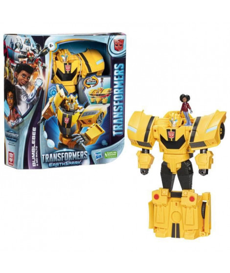 Transformers EarthSpark, figurine Spin Changer Bumblebee de 20 cm avec figurine Mo Malto de 5 cm, a partir de 6 ans