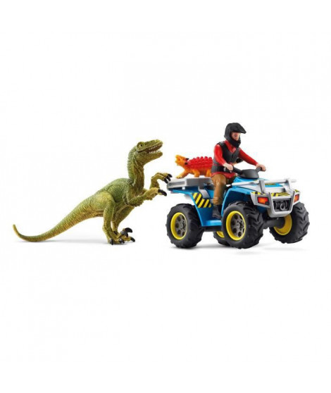 Schleich - Fuite sur quad face au vélociraptor - 41466