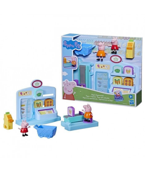 PEPPA PIG - Peppa's Adventures - Peppa a l'épicerie - jouet préscolaire avec 2 figurines et 8 accessoires, des 3 ans