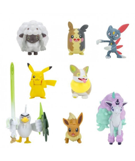 8 Figurines Battle Pokémon BANDAI Pikachu, Evoli, Moumouton, Farfuret, Voltoutou, Palarticho, Ponyta, Morpeko - PKW0185