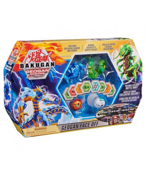 BAKUGAN - Coffret Face Off Bakugan Saison 3 - 6063623 - Figurines et Arene Bakugan transportable Geogan Rising