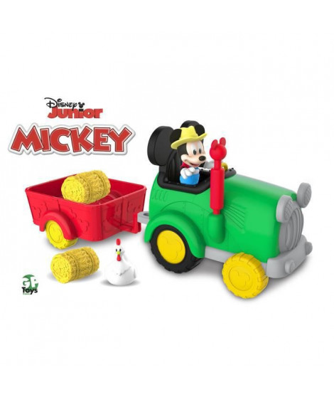 Mickey, Tracteur et remorque avec 1 figurine 7,5 cm articulée et des accessoires, Jouet pour enfants des 3 ans, MCC05