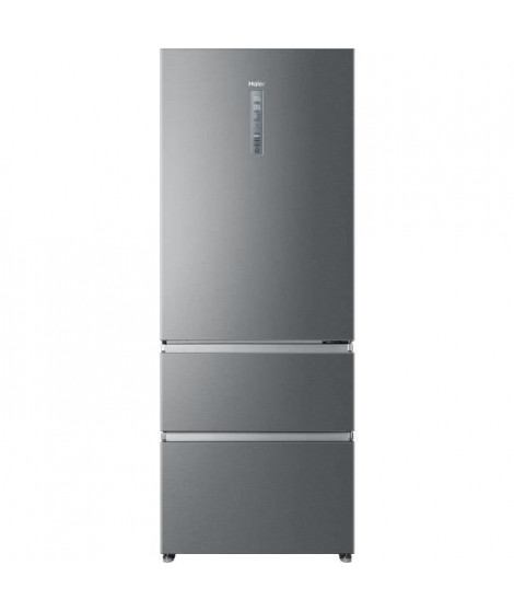 HAIER HTOPMNE7193 - Réfrigérateur combiné 3 portes 450L (310+140L) - Froid ventilé - L70xH190,6cm - Silver