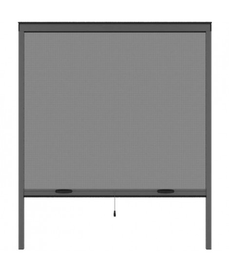 Moustiquaire de fenetre L160 x H170 cm en aluminium  gris anthracite - Recoupable en largeur et hauteur