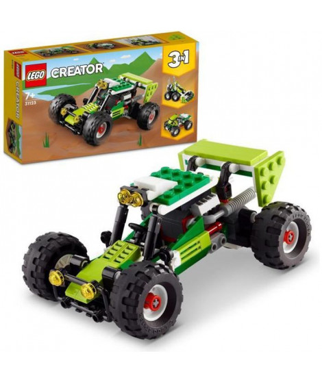 LEGO 31123 Creator 3 en 1 Le Buggy Tout-Terrain, Chargeuse-Pelleteuse, VTT Jouet pour les Enfants, Ensemble de 3 Véhicules