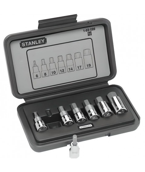 Coffret a douilles 6 pans TORX 1/2 STANLEY - 1-89-098 - Jeu de 9 pieces