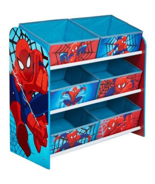 SpiderMan - Meuble de rangement pour chambre d'enfant avec 6 bacs