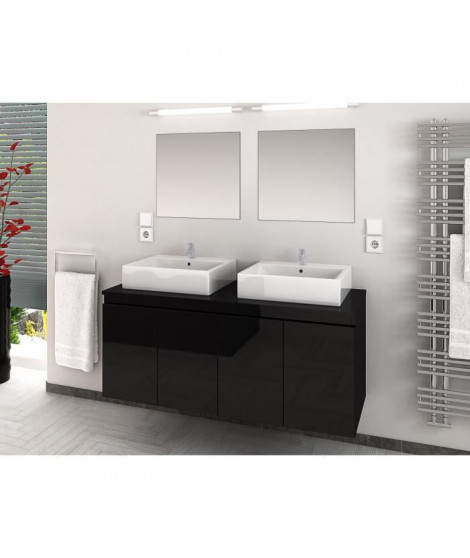 CINA Ensemble salle de bain double vasque L 120 cm - Noir laqué