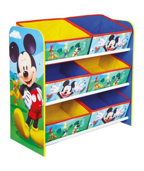 MICKEY ET SES AMIS - Meuble de rangement pour chambre d'enfant avec 6 bacs