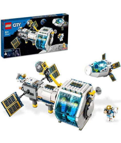 LEGO 60349 City La Station Spatiale Lunaire, Ensemble Inspiré de la NASA, Jouet sur l'Espace, avec Astronautes, Enfants 6 Ans