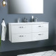 Ensemble Meuble de salle de bain 4 tiroirs + Vasque - Blanc - L 120 x P 46 x H 14 cm - BENT