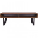 Table basse rectangulaire - Noyer et noir - Avec 2 niches de rangement - industriel - L 120 x l 60 x H 40 cm - LOFTY