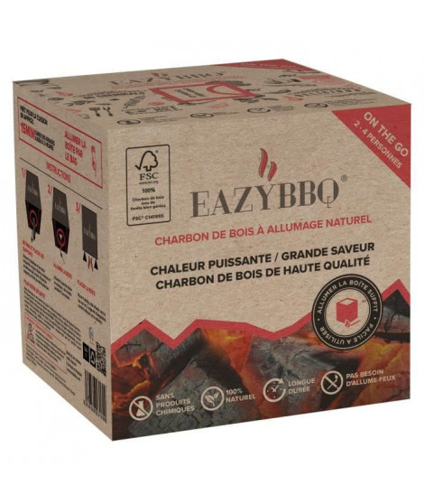 EAZYBBQ ON THE GO Charbon de bois a allumage naturel