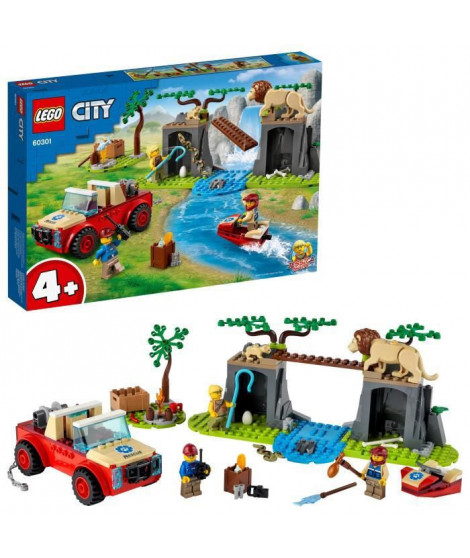 LEGO 60301 City Wildlife Le tout-terrain de sauvetage des animaux sauvages, jouet voiture tout terrain avec figurines