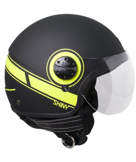 CGM Casque jet 109S Shiny - Noir et jaune mat