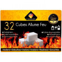 CHEMINETT Allume feu cubes blancs paraffine sans odeur désagréable - 32 cubes blancs - plaque prédécoupée