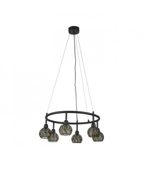 COREP Suspension en métal Dalila - H 30 cm - 33 W - Noir sablé et laiton