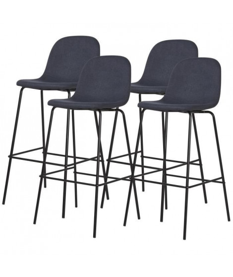 Lot de 4 tabourets de bar - Tissu gris anthracite - L 41 x P 41 x H 75 cm - MORGAN