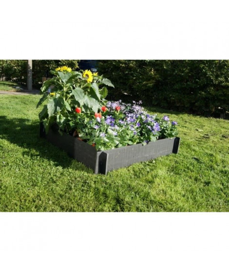 NATURE Carré Potager Borderfix épaisseur 10mm - 100x100xH19cm - Noir