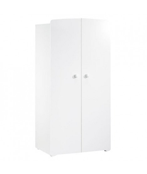 BABY PRICE New Basic Armoire chambre bébé 2 portes - Boutons boule blanc