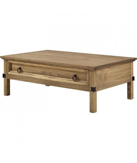 Table basse 1 tiroir - Bois massif - L 114 x P 70 x H 40 cm - VITO