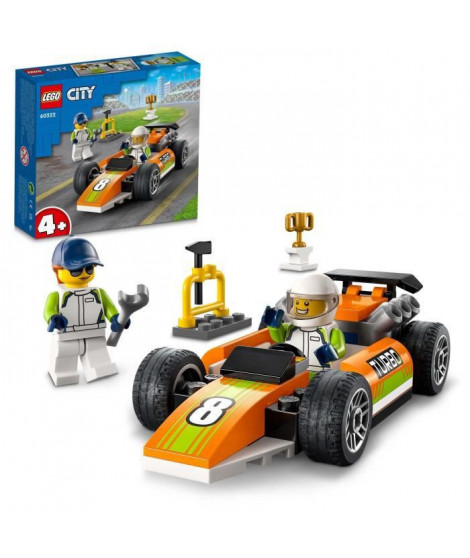 LEGO 60322 City Great Vehicles La Voiture de Course, Jouets Créatifs Style Formule 1 pour Enfants +4 Ans, avec Minifigures