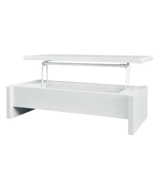 Table basse relevable - Blanc laqué - L 120 x P 60 x H 35 - LARS