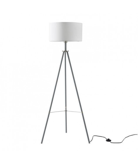 INTERNATIONAL DESIGN Lampadaire miller - Abat jour tissu pietement métal gris