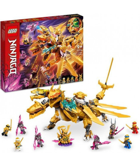 LEGO 71774 NINJAGO L'Ultra Dragon d'Or de Lloyd, Figurine Ninja Inédites Cole, Zane, Kai et Jay, Jouet de Dragon, Enfants 9 Ans