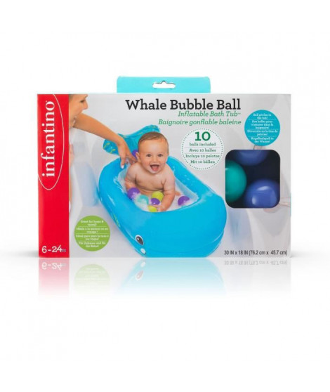 Baignoire gonflable INFANTINO Baleine - Balles de jeu et thermetre intégré - 76 x 45 cm