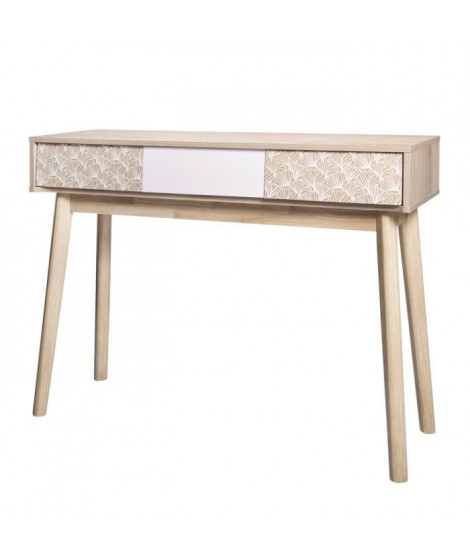 SOFIA Console 3 tiroirs - Bois avec motif - L 110 x P 35 x H 82 cm