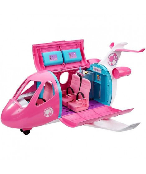 Barbie - L'Avion de Reve avec mobilier et Rangement - Plus de 15 accessoires - 58cm - Des 3 ans