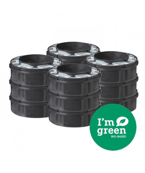 TOMMEE TIPPEE Recharges Poubelle a Couches Twist & Click avec GREENFILM Antibactérien d'Origine Durable, Lot de 12