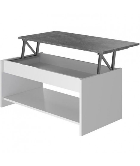 HAPPY Table Basse relevable - Blanc et gris - L 50 cm