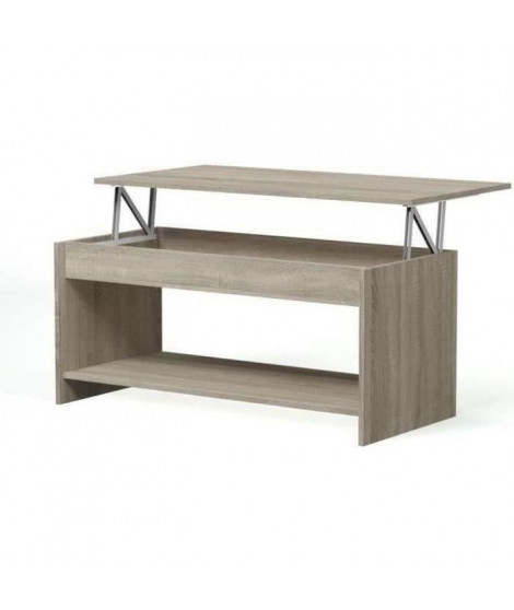 HAPPY Table basse transformable style contemporain laminé chene sonoma - L 100 x l 50 cm