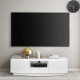 Meuble TV LED Style contemporain FLORENCE - Blanc brillant  - 2 portes + 1 tiroir- L 140 x P 45 x H 41 cm